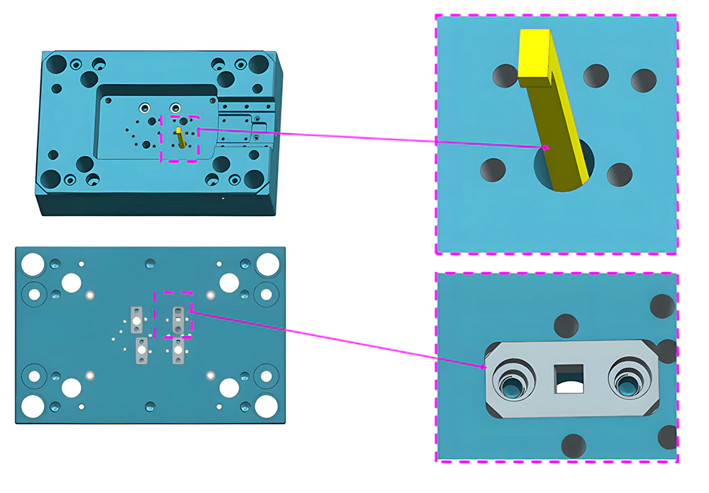 Angled Ejectors and Mold Plates Strategic Clearance