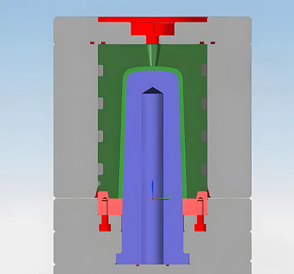 The first product molding uses a large sprue